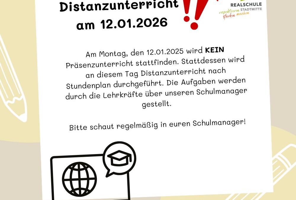 Distanzunterricht am 12.01.2026 aufgrund der Wetterlage!