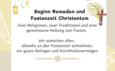 Beginn Ramadan und Fastenzeit Christentum